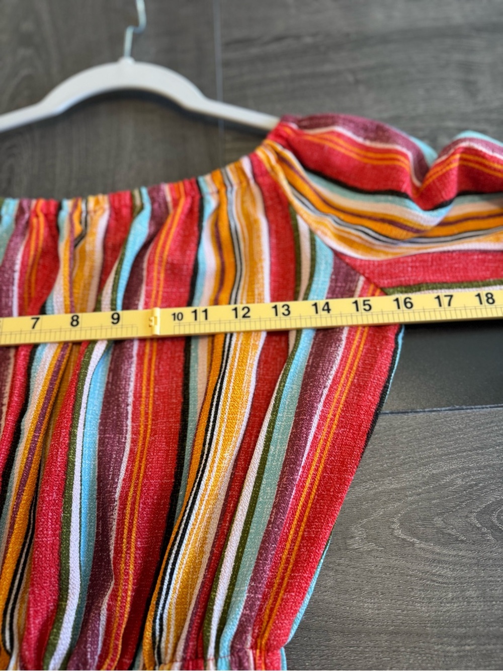Multi-Color Striped Off-Shoulder Romper - Picture 4 of 6